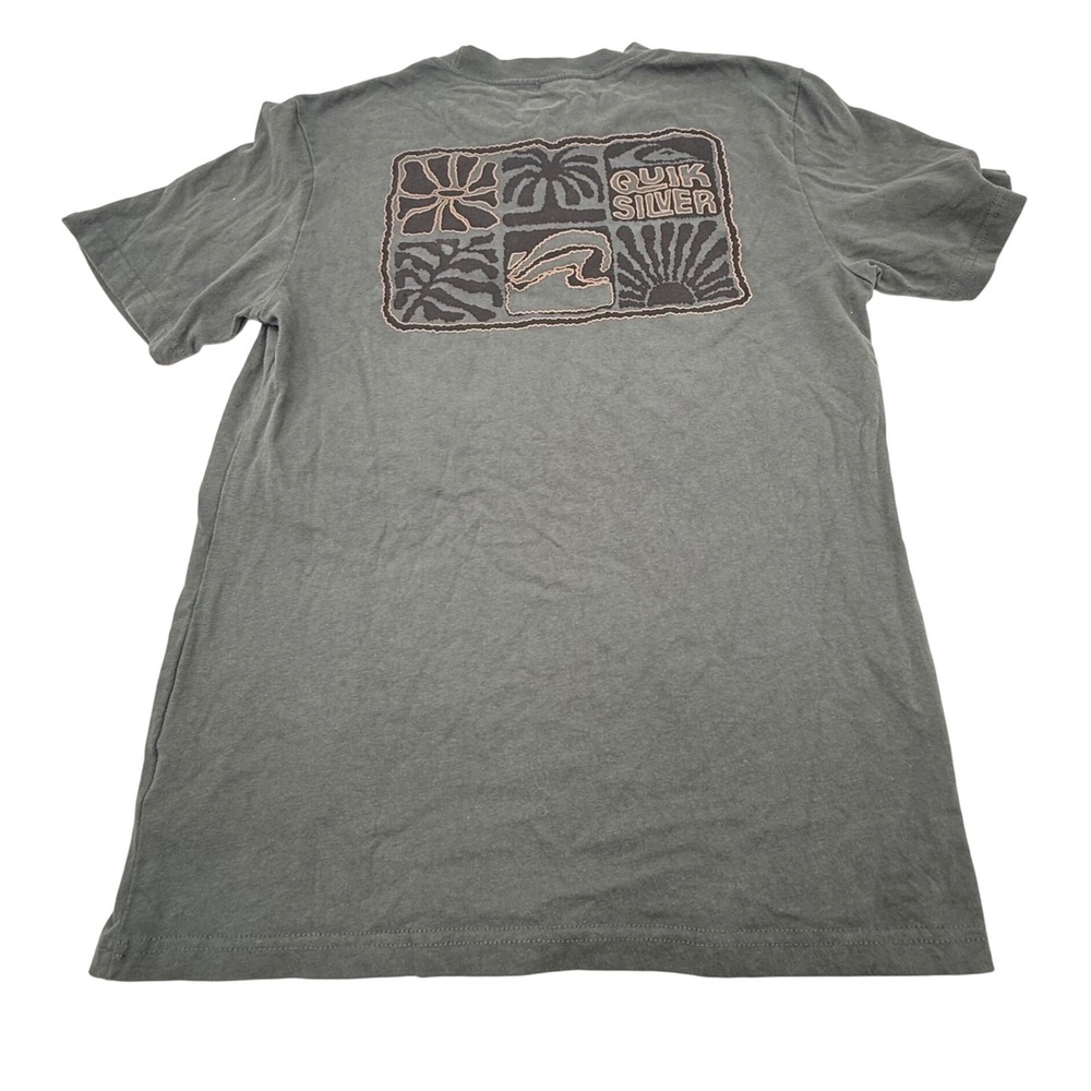 Quiksilver Women's Small Graphic T Shirt Olive Green Surf Beach Logo Tee